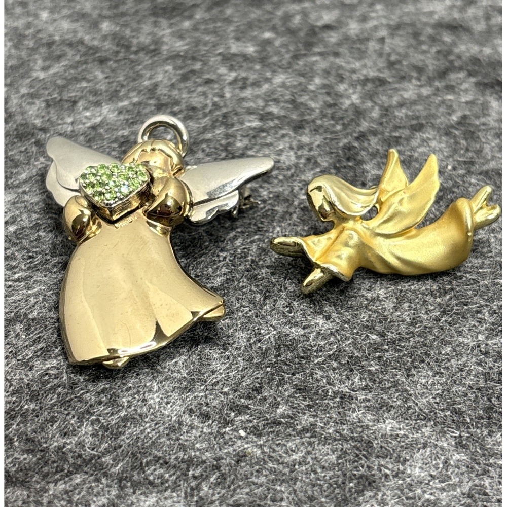 Liz Claiborne (LC) Two Tone Angel Brooch & Gigi Gold Tone Lapel Pin Vintage - Picture 2 of 14